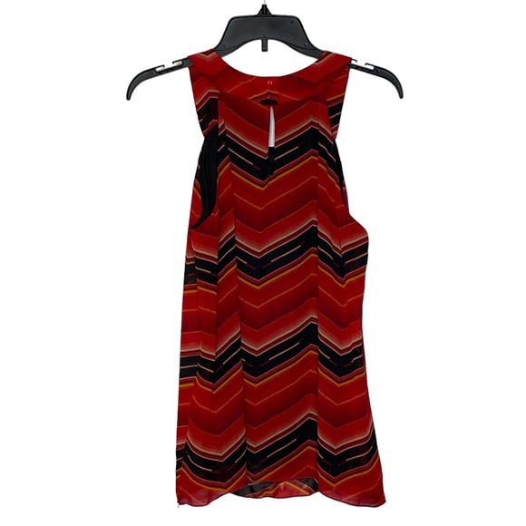 By & By Tank Blouse Size Medium Red Black Striped Womens‎ Lined Top Polyester - Picture 8 of 8